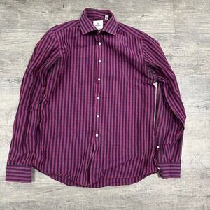 Ben Sherman burgundy checkered slim fit button down dress shirt Size Lg
